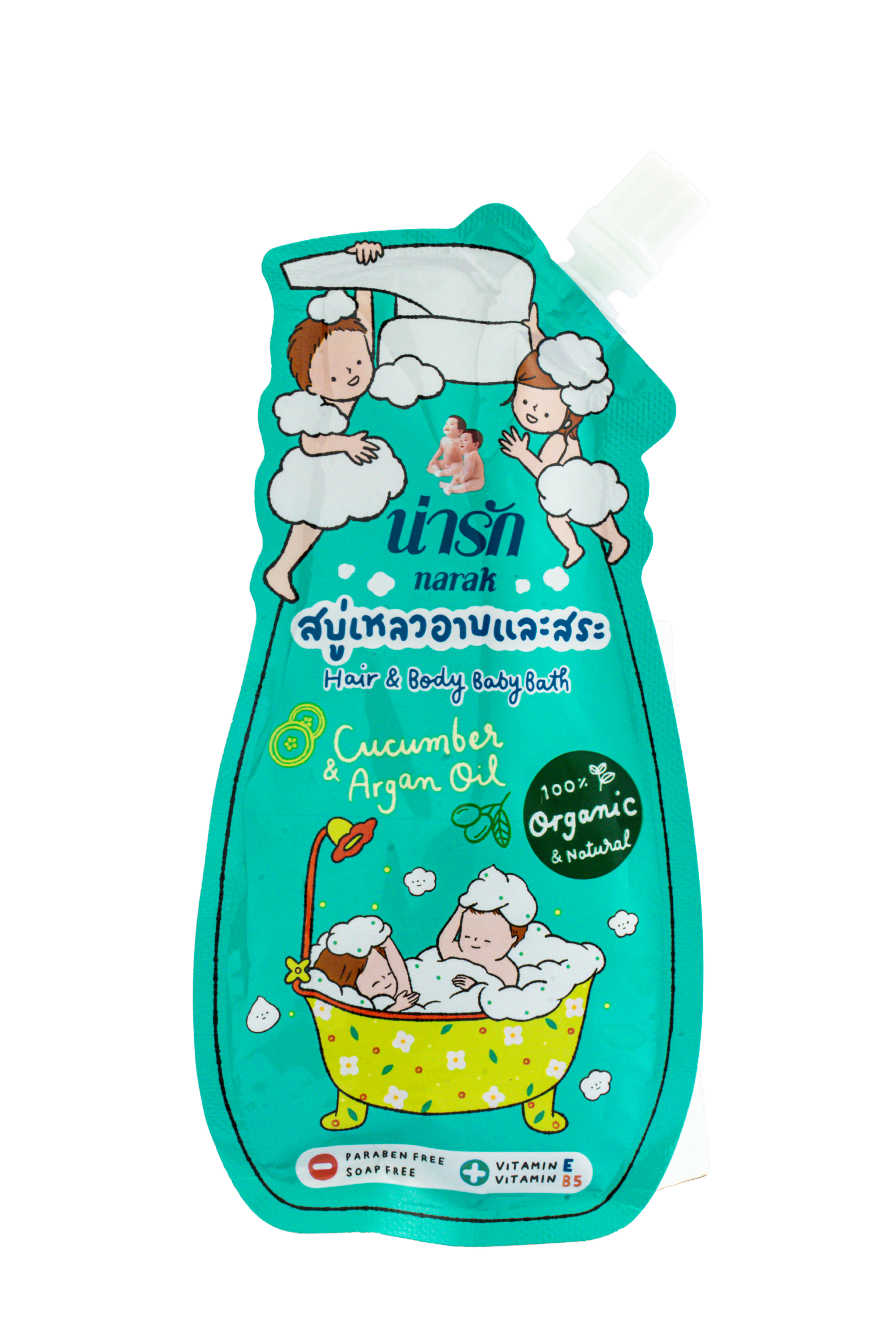 Narak Organic Liquid Bath and Shampoo with Cucumber & Argan Oil