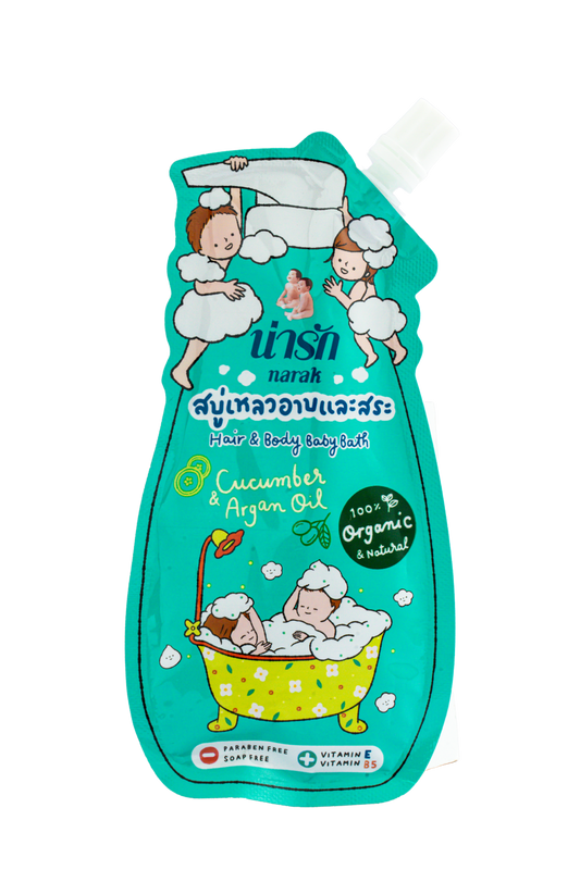 Narak Organic Liquid Bath and Shampoo with Cucumber & Argan Oil