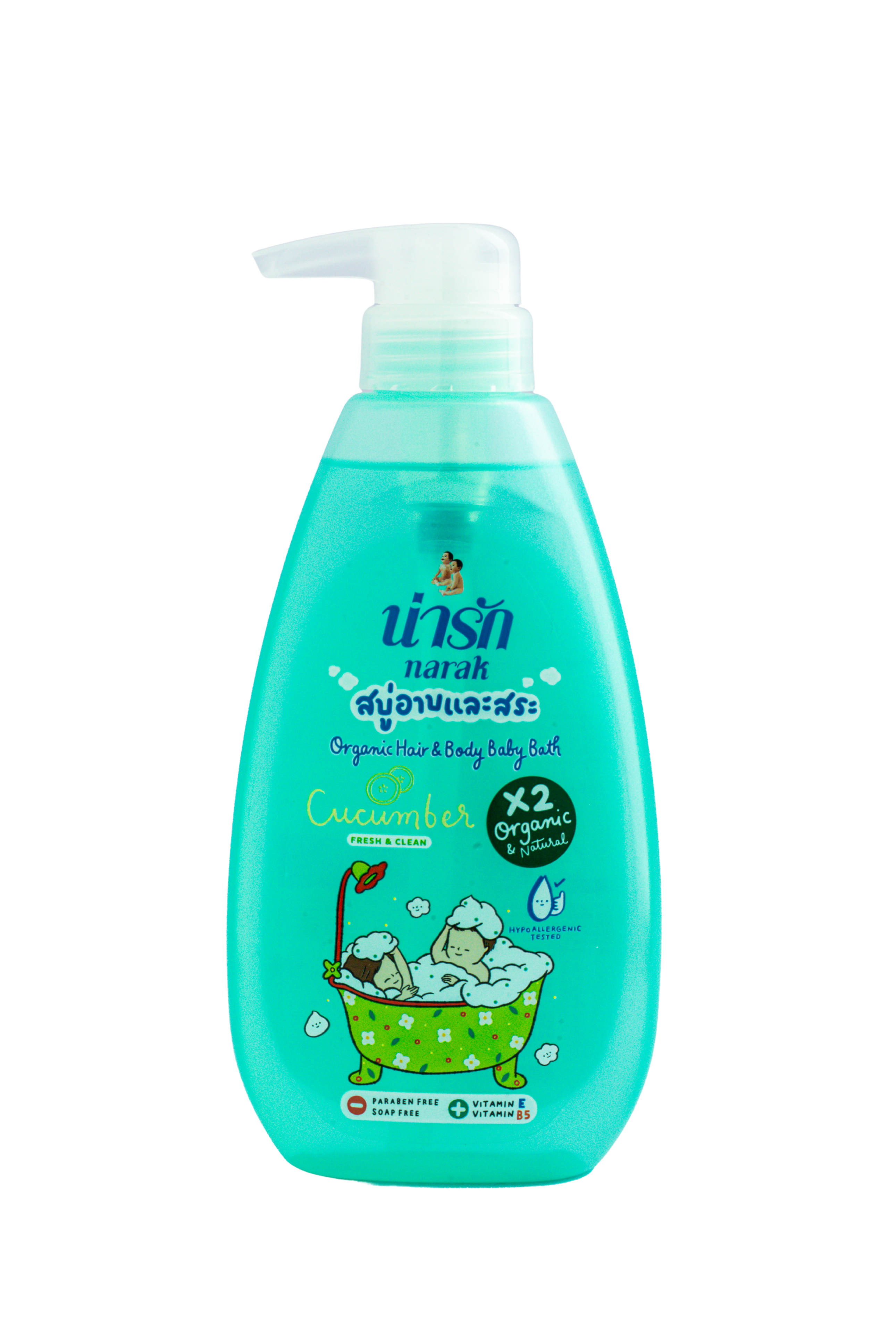 Narak Organic Liquid Bath and Shampoo with Cucumber & Argan Oil